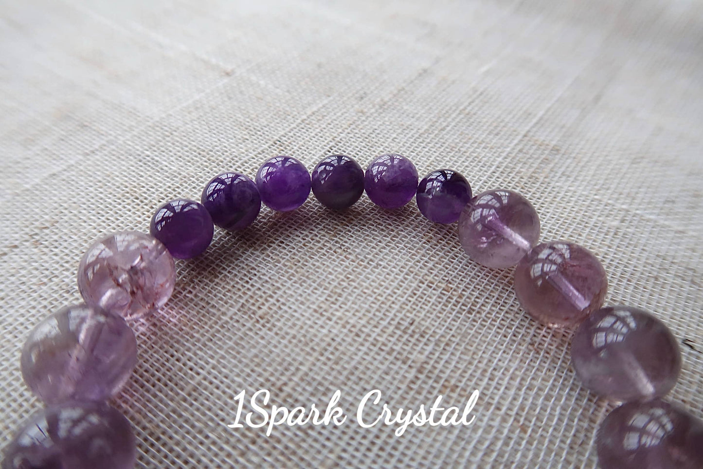 Close-up of the Success Path bracelet highlighting the unique texture and color gradient of ametrine, representing transformation and spiritual insight